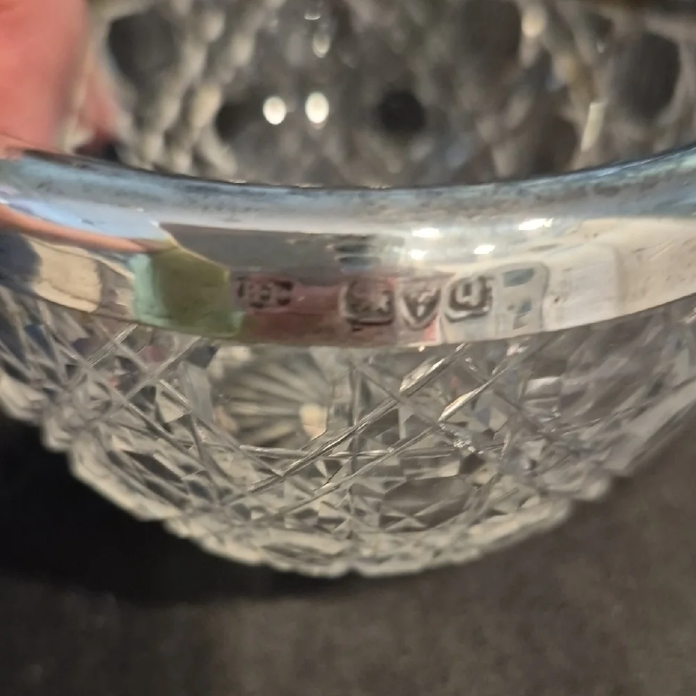 Vintage Sterling Silver Plated Crystal Cream And Sugar Set